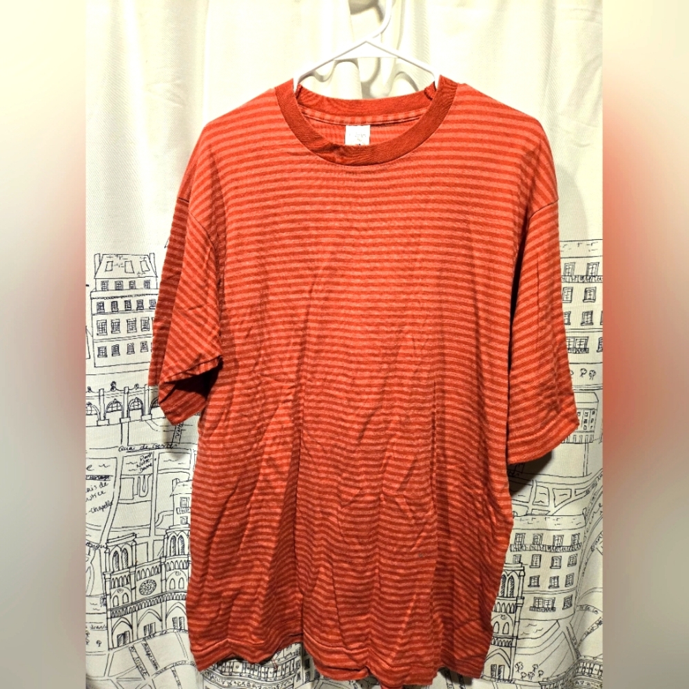 EUC Red Stripe Fruit Of The Loom Casual Wear Tee Shirt Size Large